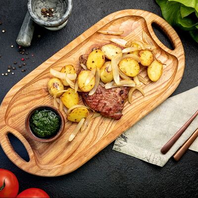 Стейк из cвинoй шеи Grill с картофелем Бейби в Мёд и мясо по цене 750 ₽