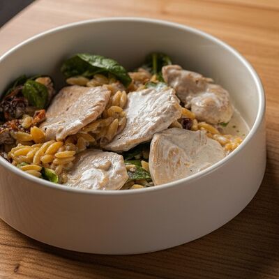 Филе индейки в сливках с орзо и пармезаном в Паркинг по цене 730 ₽