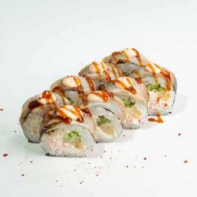 52.Ролл в тилапии с волокнами снежного краба, омлетом и огурцом (8 шт) в ЁБИСАН по цене 939 ₽