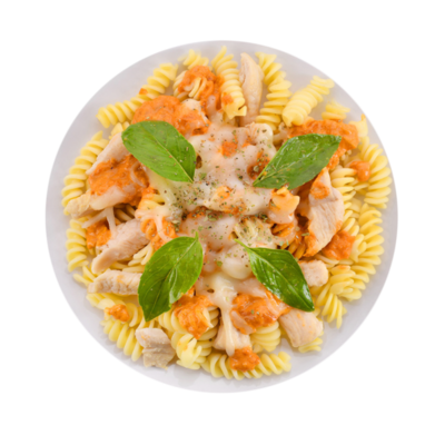 Паста с курицей, томатным соусом и моцареллой в Азбука Вкуса Экспресс Меню по цене 298 ₽