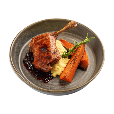 Утиное конфи с картофельным пюре и бататом в ИТЛЕ Стейк-кафе Halal по цене 910 ₽