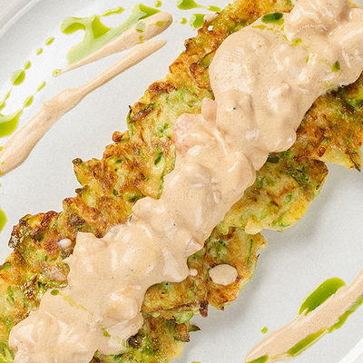 Оладьи из цукини с креветками в Etika bakery - Этика пекарня по цене 790 ₽