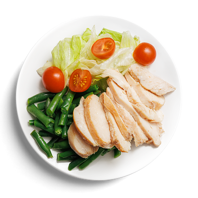 Куриная грудка с фасолью и салатом в Кухня на районе по цене 339 ₽