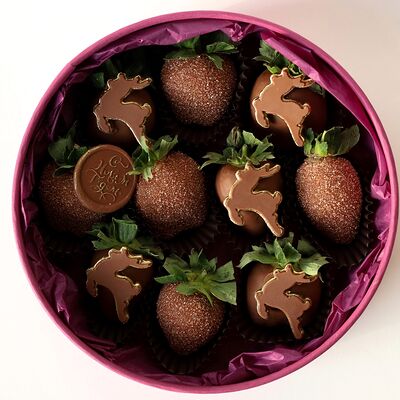 Шайба из клубники в шоколаде с дизайном олени в Клубникисс по цене 4300 ₽