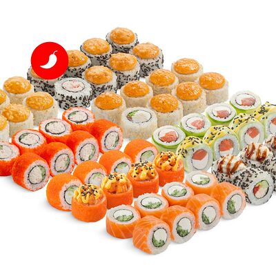 Сет Галактика Плюс со спайси соусом в MYBOX по цене 3420 ₽