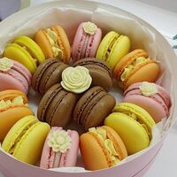 Ассорти макарон с шоколадным декором в Katicake