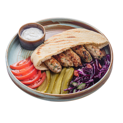 Шаверма с курицей и свежими овощами в ИТЛЕ Bistro Halal по цене 630 ₽