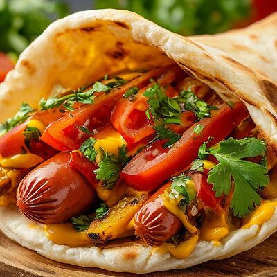 Хот-дог в лаваше с сыром в РАКИДОНА по цене 280 ₽