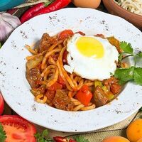 Лагман-кавурма с бараниной в Мушмула