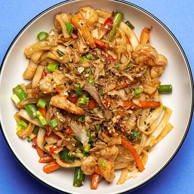 Вок Пшеничная лапша-тигровые креветки в Pimp my shrimp по цене 590 ₽