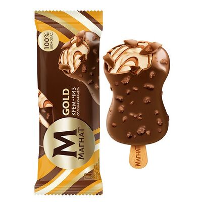 Магнат мороженое Эскимо в шоколаде Gold Крем-чиз и соленая карамельв Ура! мороженое! по цене 211 ₽