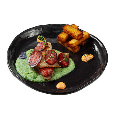 Белая рыба с чоризо и сливочным шпинатом в ИТЛЕ Стейк-кафе Halal по цене 790