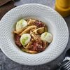 Блины с щечками и муссом из пармезана в Остерия по цене 490