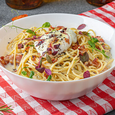 Спагетти карбонара в Моя Италия по цене 594 ₽