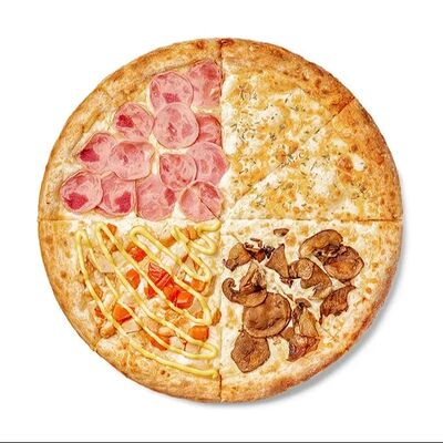 Пицца Четыре вкуса на толстом тесте в Томат и чеддер по цене 749 ₽