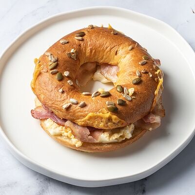 Бейгл с беконом и сыром в Кэрри по цене 310