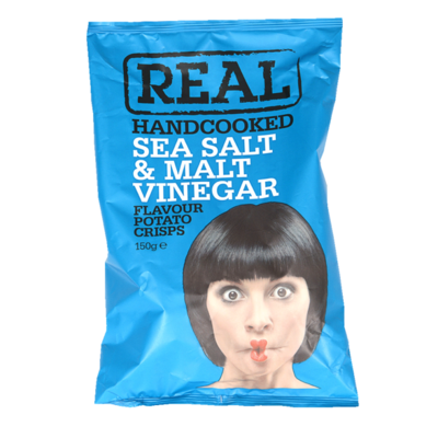 Чипсы картофельные со вкусом и ароматом морской соли и солодового уксуса, Real handcooked в Азбука Вкуса Экспресс Меню по цене 409 ₽