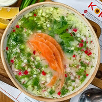 Окрошка с лососем на хлебном квасев Корчма