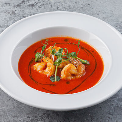 Томатный суп с креветками в Terra&Mare по цене 590 ₽