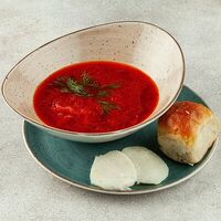 Борщ с чесночной пампушкой и смальцем в Ресторан Лесной