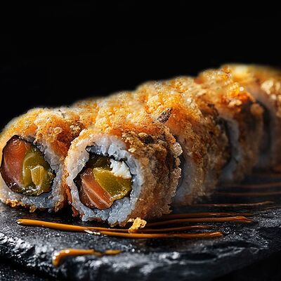 Жареный ролл Банзай с лососем и угрем в Суши мастер по цене 673 ₽
