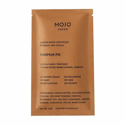 Шоколад веганский Mojo Cacao Pumpkin Pie с пряной тыквой в Азбука Вкуса Экспресс Меню по цене 159 ₽