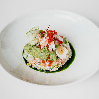 Оливье с камчатским крабом в Клёво по цене 1550 ₽