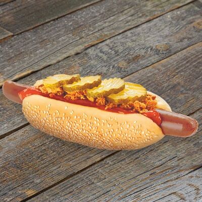 Датский хот-дог с говяжьей сосиской в ОблаКафе по цене 329 ₽