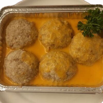 Биточек мясной в соусе в Рябина kitchen по цене 600 ₽