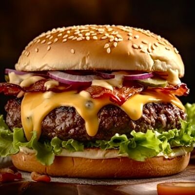 Бургер с говядиной мраморной в Hot Pizza по цене 650 ₽