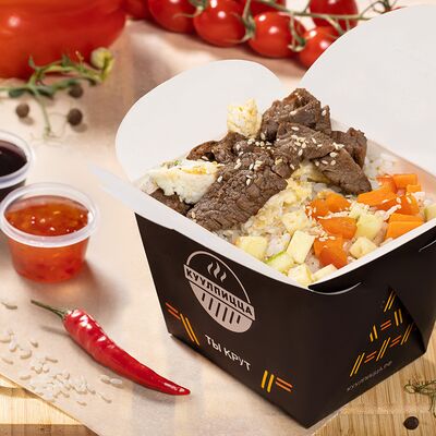 Вок Премиум Рис с говядинойв Шаурма Куулпицца по цене 655 ₽