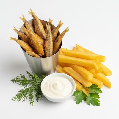 Анчоусы с чесночным соусом и картофелем в Ракушка по цене 650 ₽