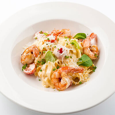 Тальятелле в сливочном соусе кимчи с креветками в Udcкафе Upside Down Cake по цене 670 ₽