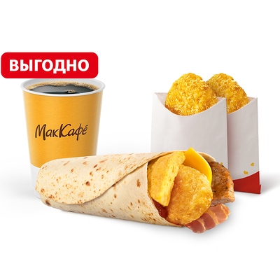 Биг Брекфаст Ролл МакКомбо Большой в Макдоналдс по цене 292 ₽