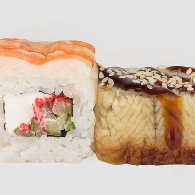 Дуэт лайт креветка-угорь в СУТАШИ- Суши так суши! по цене 520 ₽