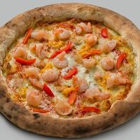 Пицца с креветками в La Pizza Bomba на дровах