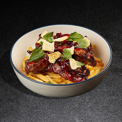 Свиные рёбра с соусом вишневый BBQ и картофелем фри в Frank by Баста по цене 890 ₽