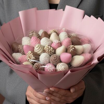 Букет «Афродита» (19 шт.) в Luna-Клубника в шоколаде по цене 7990 ₽