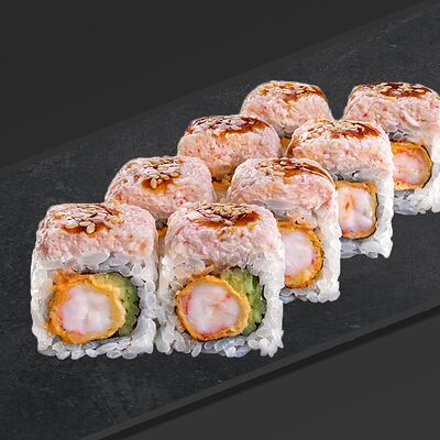 Ролл с тигровой креветкой и снежным крабом №19 в Sushkin Set по цене 545 ₽