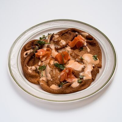 Янд. Блины без глютена с семгой и голандским соусом в NoSugar bakery по цене 1001 ₽