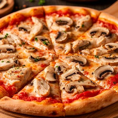 Пицца с курицей и грибами в Шашлык с акцентом по цене 1050 ₽