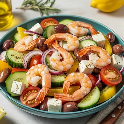 Салат греческий с креветками в Фабрика-кухня ex. The Black Door по цене 37 р.
