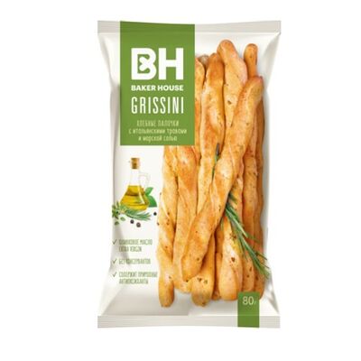 Хлебные палочки Baker House Grissini с итальянскими травами и морской солью в КофеНямия по цене 270 ₽