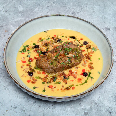 Конина с эспумой из сельдерея и тыквыв Сказка по цене 1130 ₽