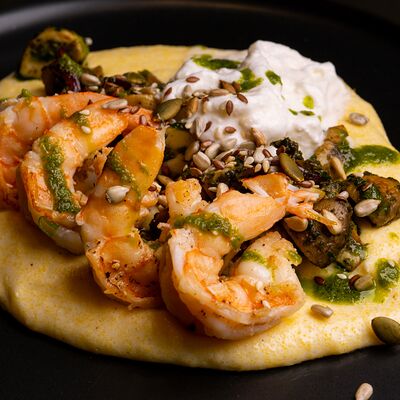 Полента с креветками и грибами в Boost по цене 950 ₽