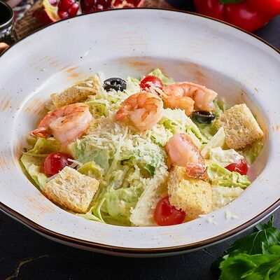 Цезарь с тигровыми креветками в Мясье House по цене 680 ₽