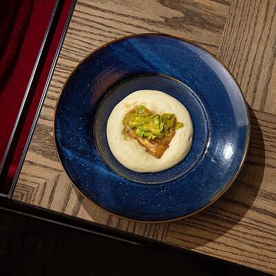 Стейк из трески с картофельным муссом и фетучини из цукини в Chopbbq по цене 800 ₽