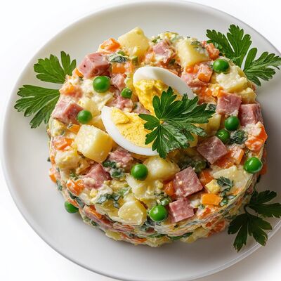 Салат Оливье с колбасой в Mистер Блин по цене 445 ₽