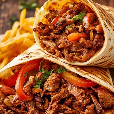 Шаурма двойная со свининой в Рай вкуса по цене 390 ₽