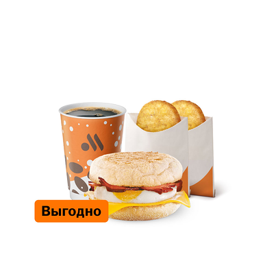 Маффин с яйцом и беконом Большой Комбо в Вкусно – и точка по цене 397 ₽